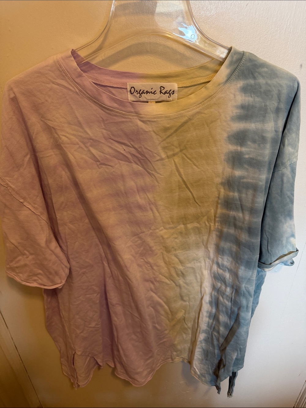 Women's Short Sleeve Tie-Dye Tee in Lavender, Yellow & Blue